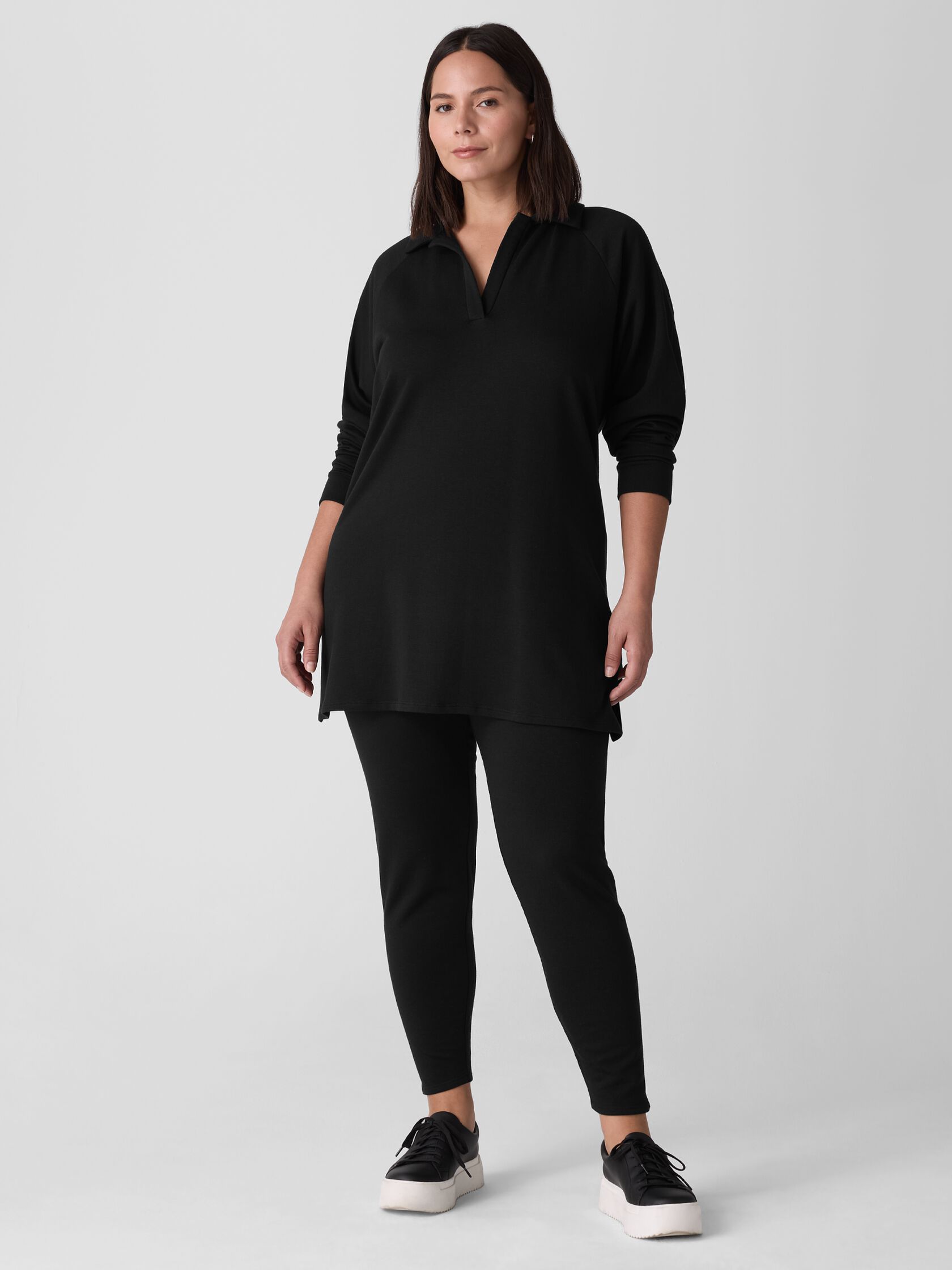 Cozy Brushed Terry Hug Henley Long Top