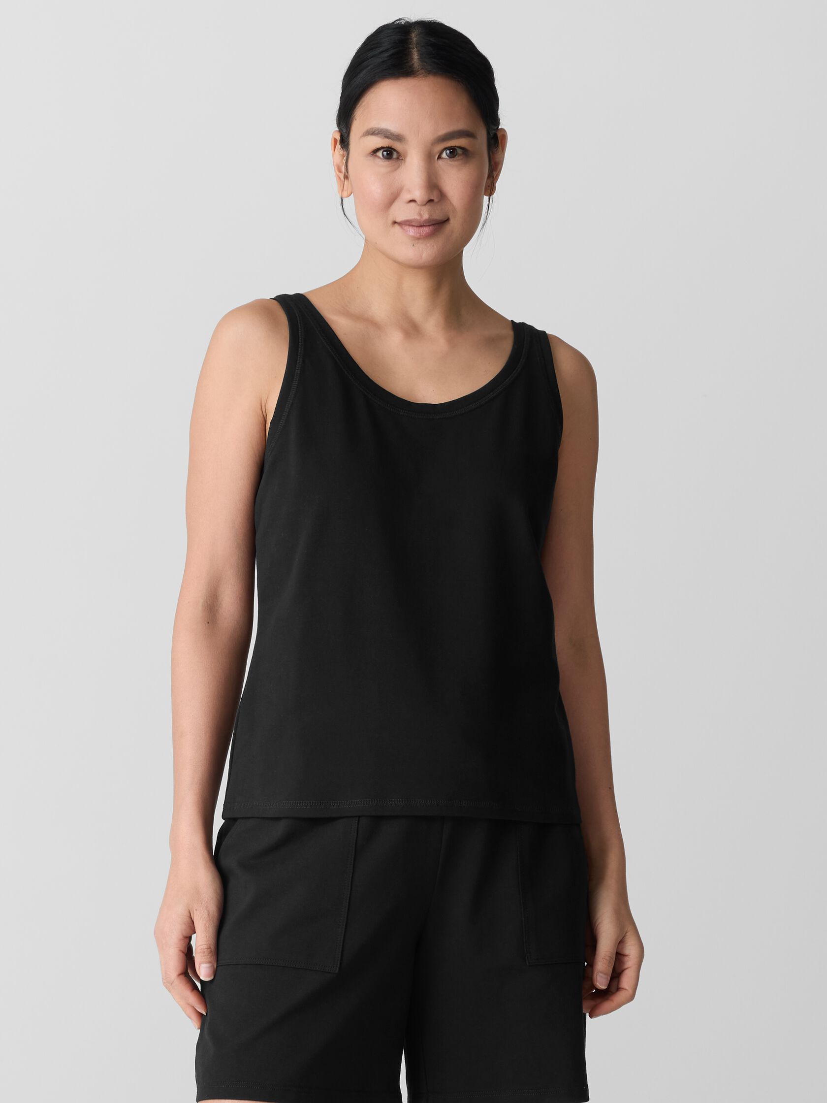 Pima Cotton Stretch Jersey Scoop Neck Tank