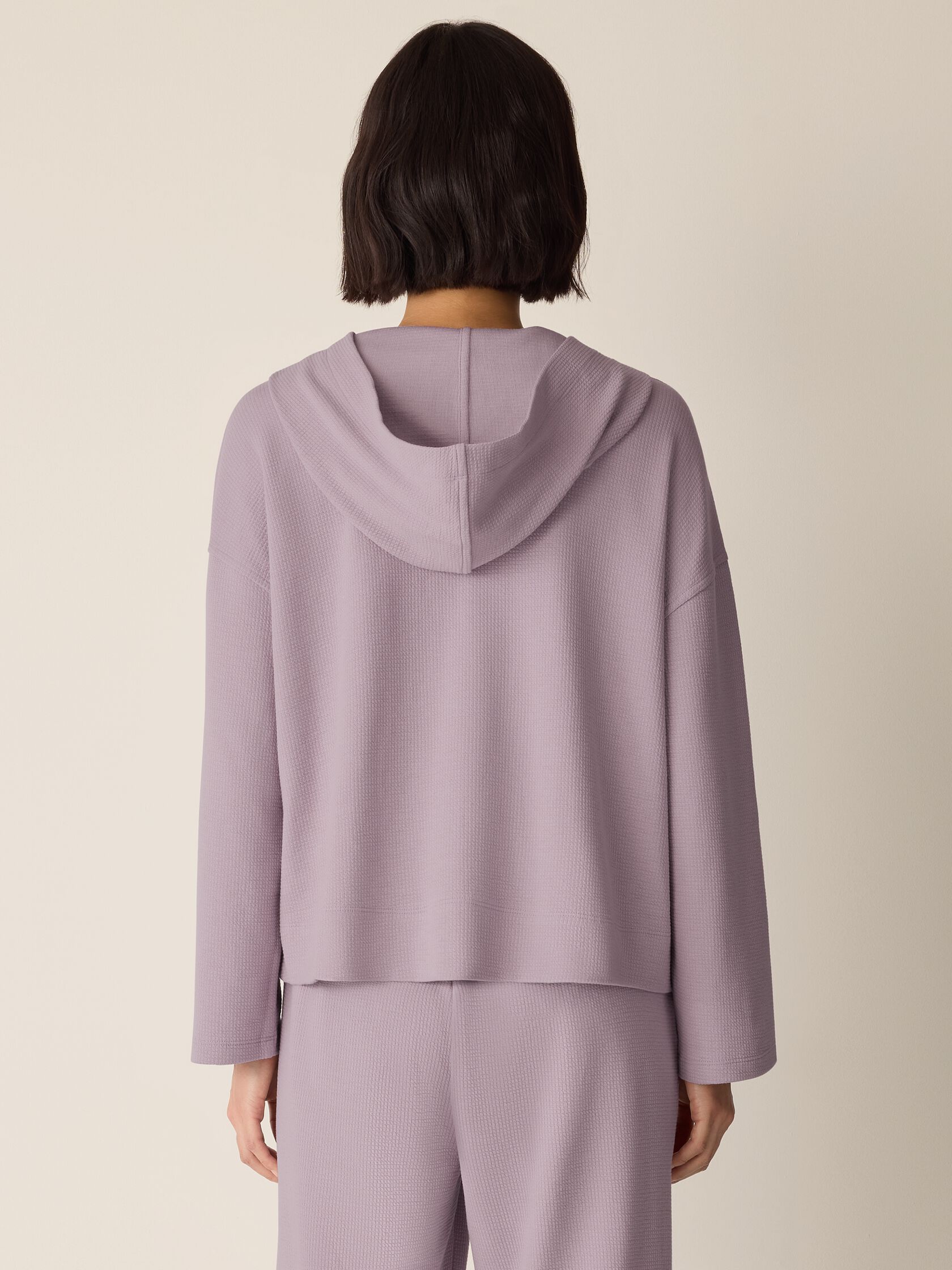 Waffle Cotton Blend Doubleknit Hooded Top