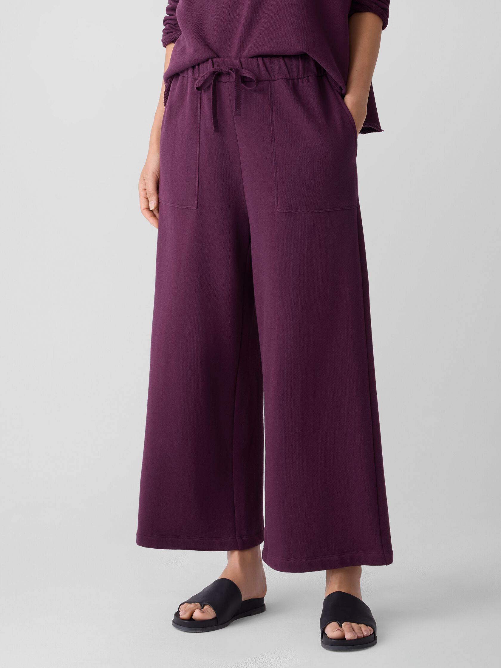 Lightweight Organic Cotton Terry Wide-Leg Pant