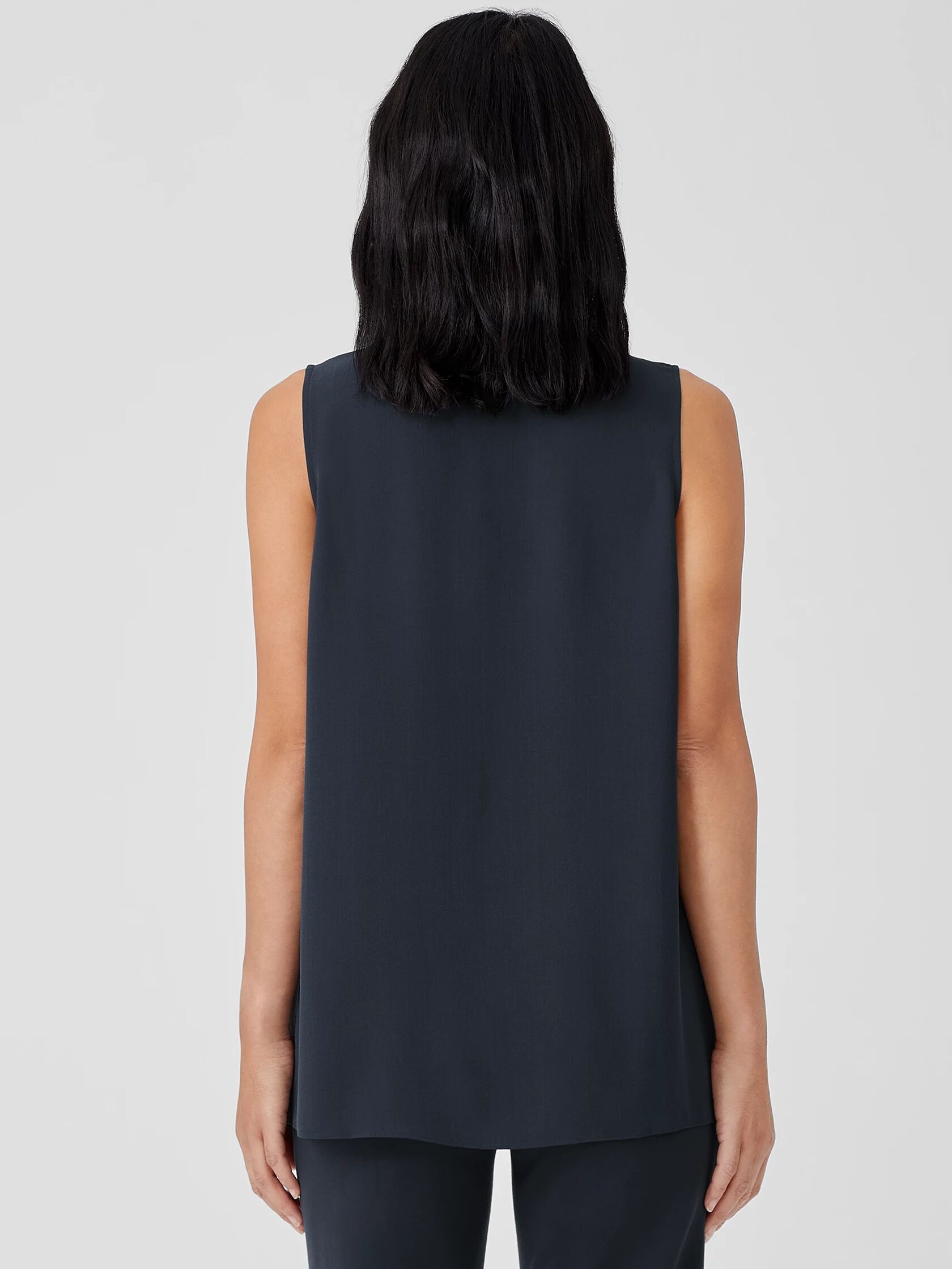Silk Georgette Crepe Pleated Tank