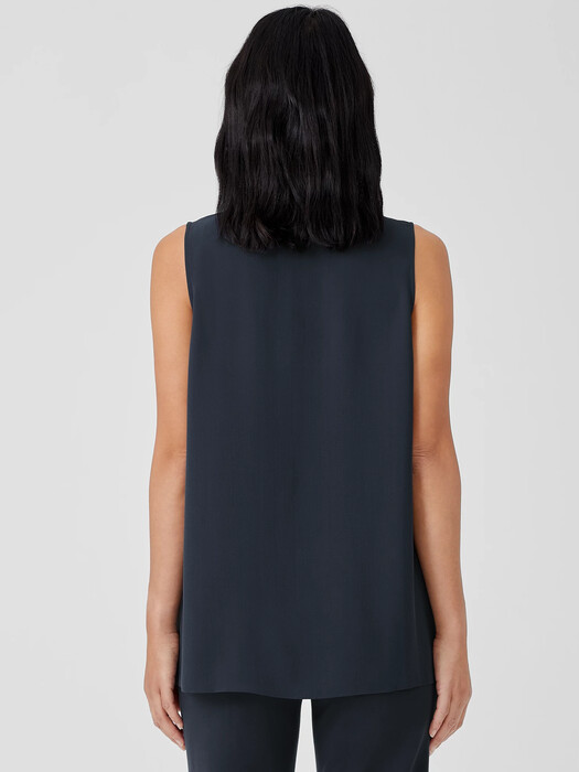 Silk Georgette Crepe Pleated Tank
