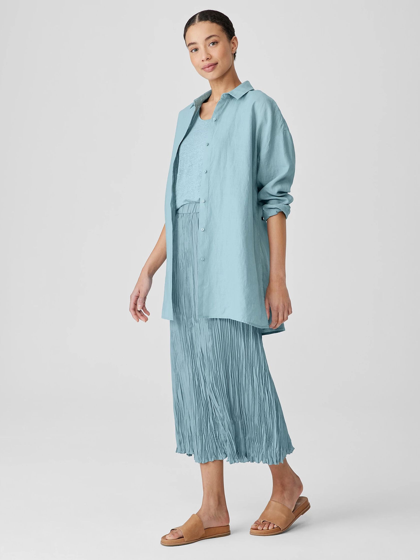 Crushed Silk Maxi Skirt