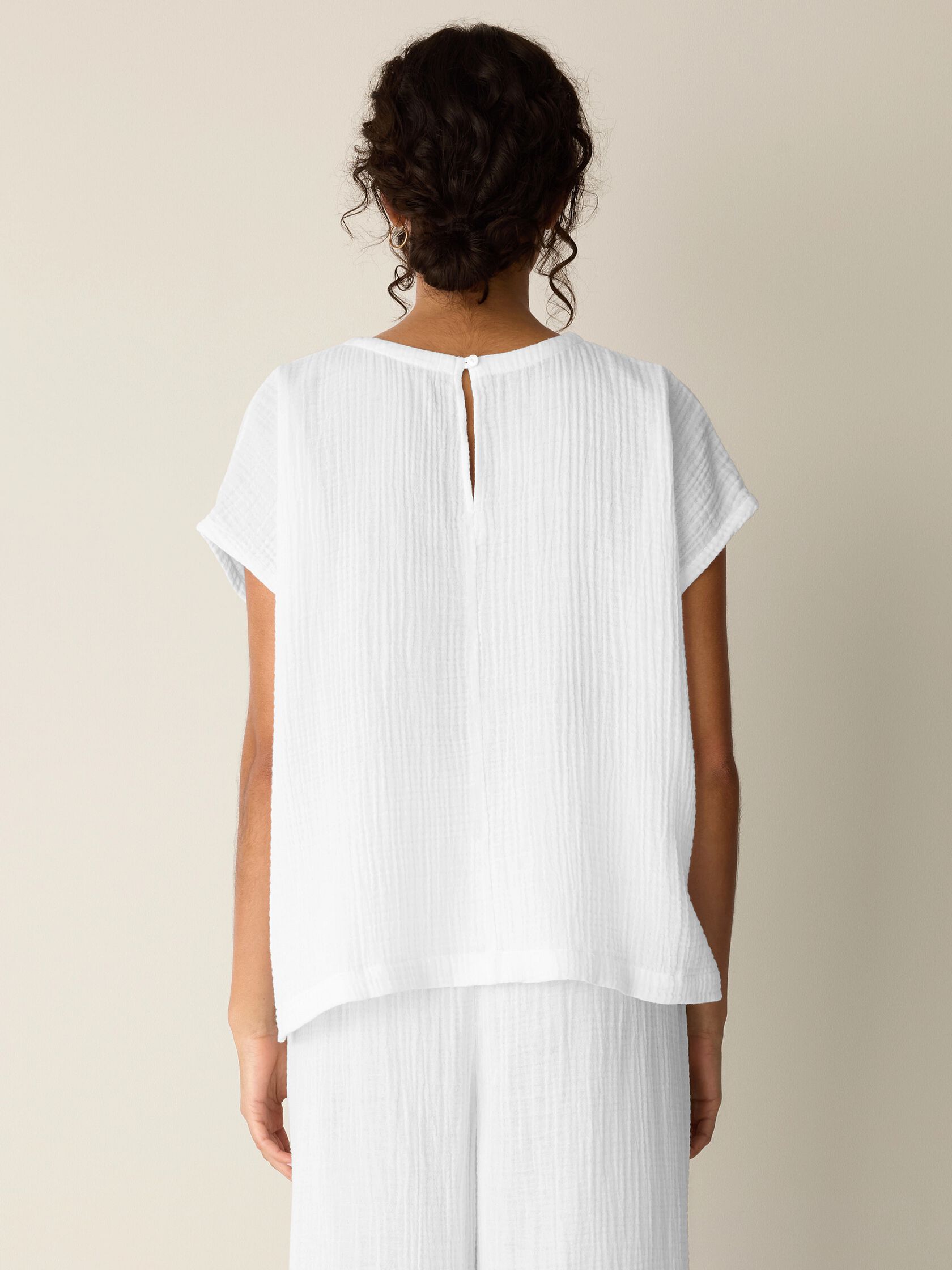 Organic Cotton Lofty Gauze Round Neck Box-Top