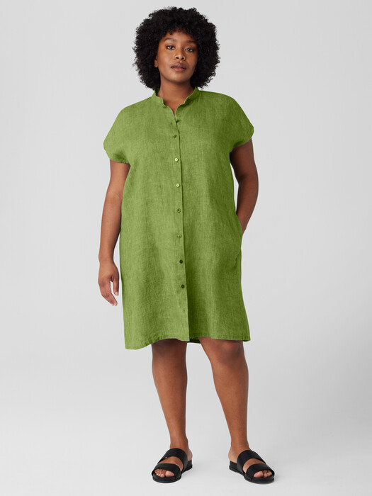 Washed Organic Linen Delave Shirtdress | EILEEN FISHER Washed Organic Linen Delave Shirtdress | EILEEN FISHER