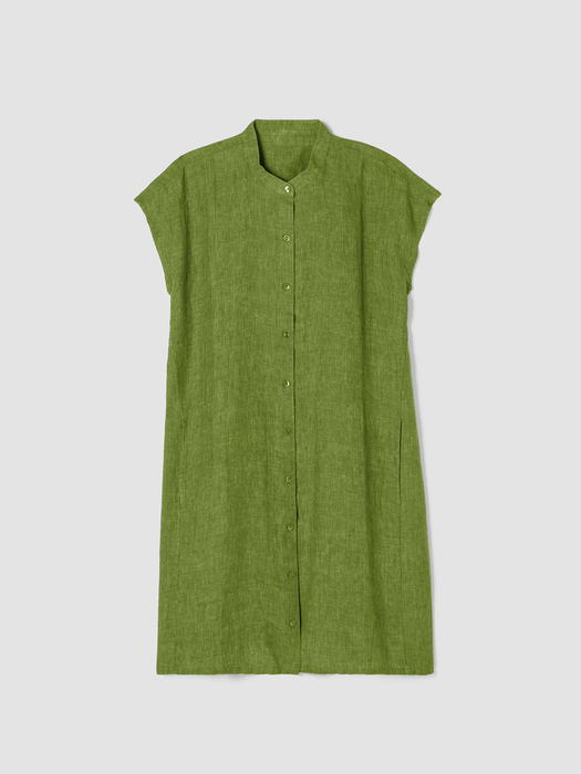 Washed Organic Linen Delave Shirtdress