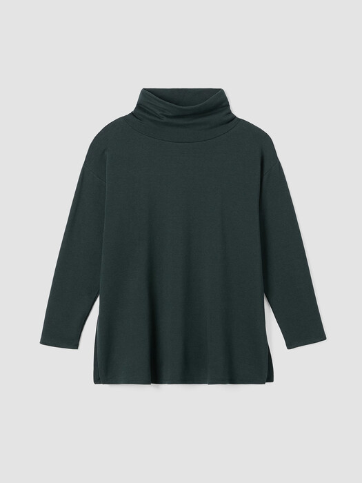 Cozy Brushed Terry Hug Funnel Neck Long Top