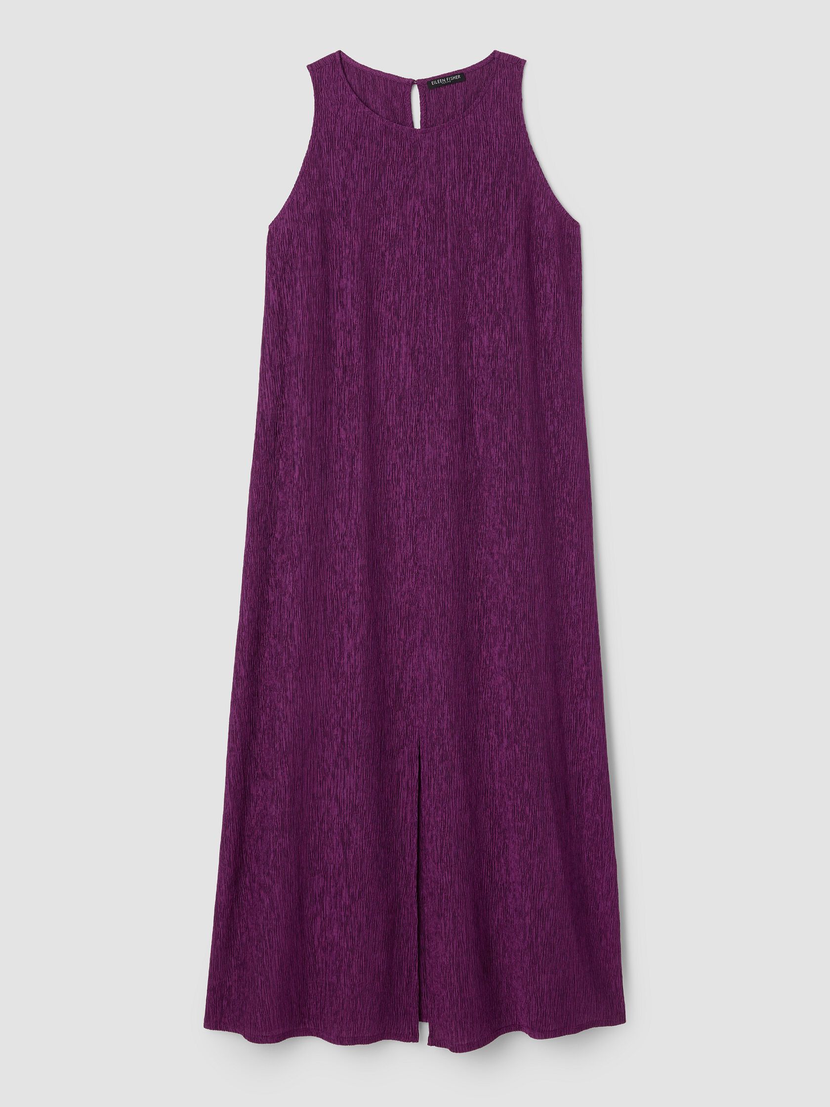 Woven Pliss&eacute; Round Neck Dress