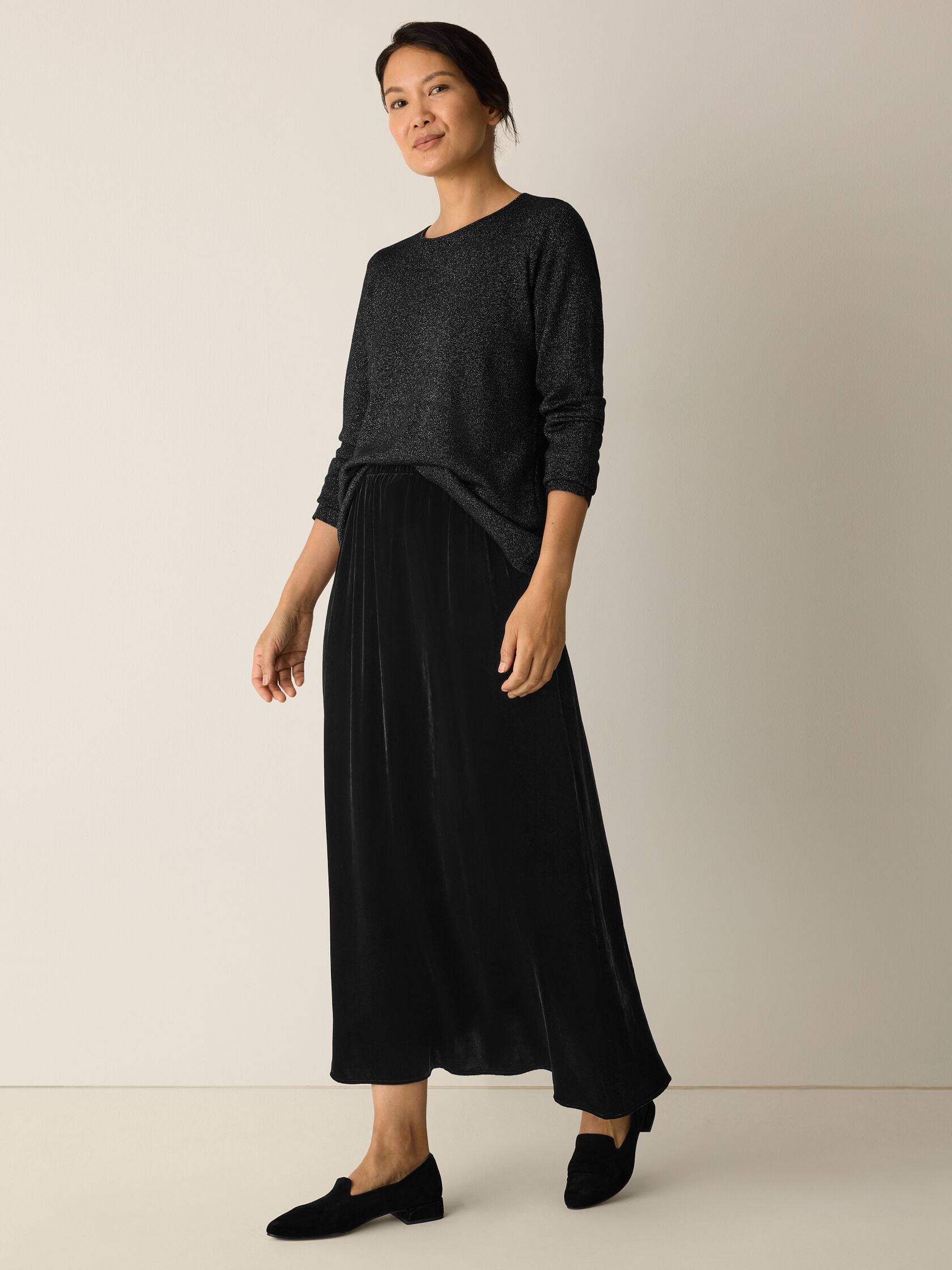 Wool Shimmer Crew Neck Top