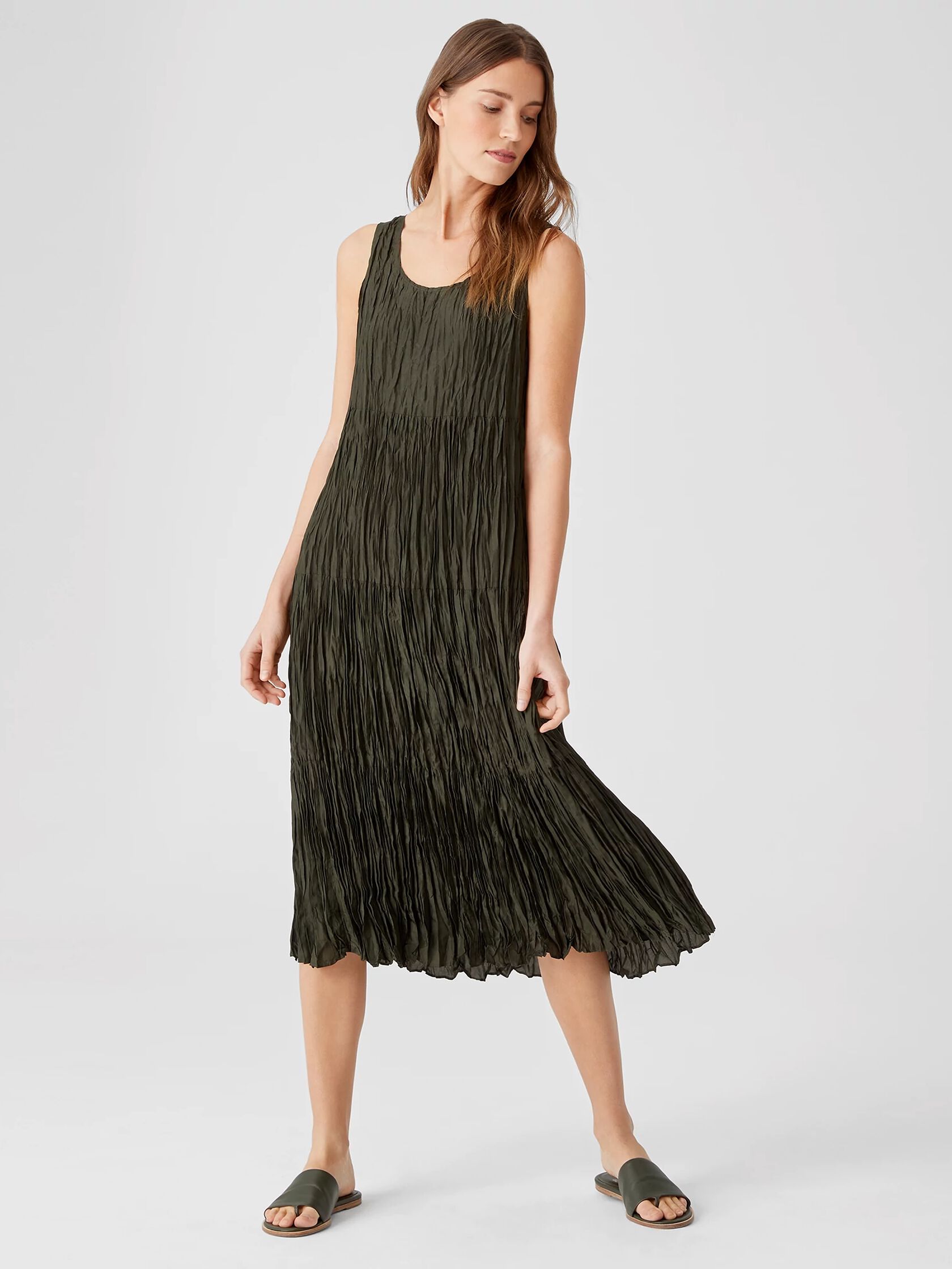 Crushed Silk Habutai Tiered Dress