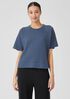 Organic Cotton Slubby Rib Knit Elbow-Sleeve Top