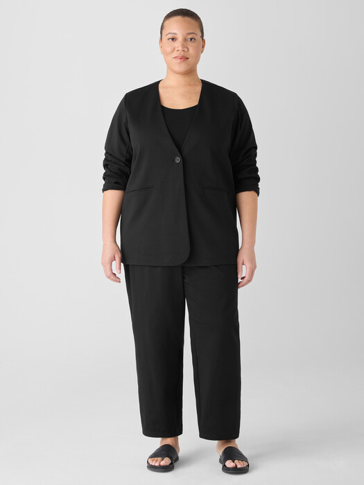 Cotton Blend Ponte V-Neck Blazer