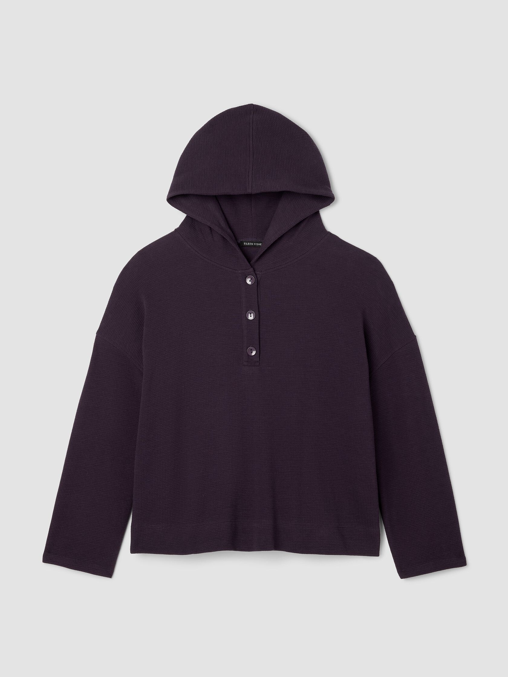 Waffle Cotton Blend Doubleknit Hooded Top