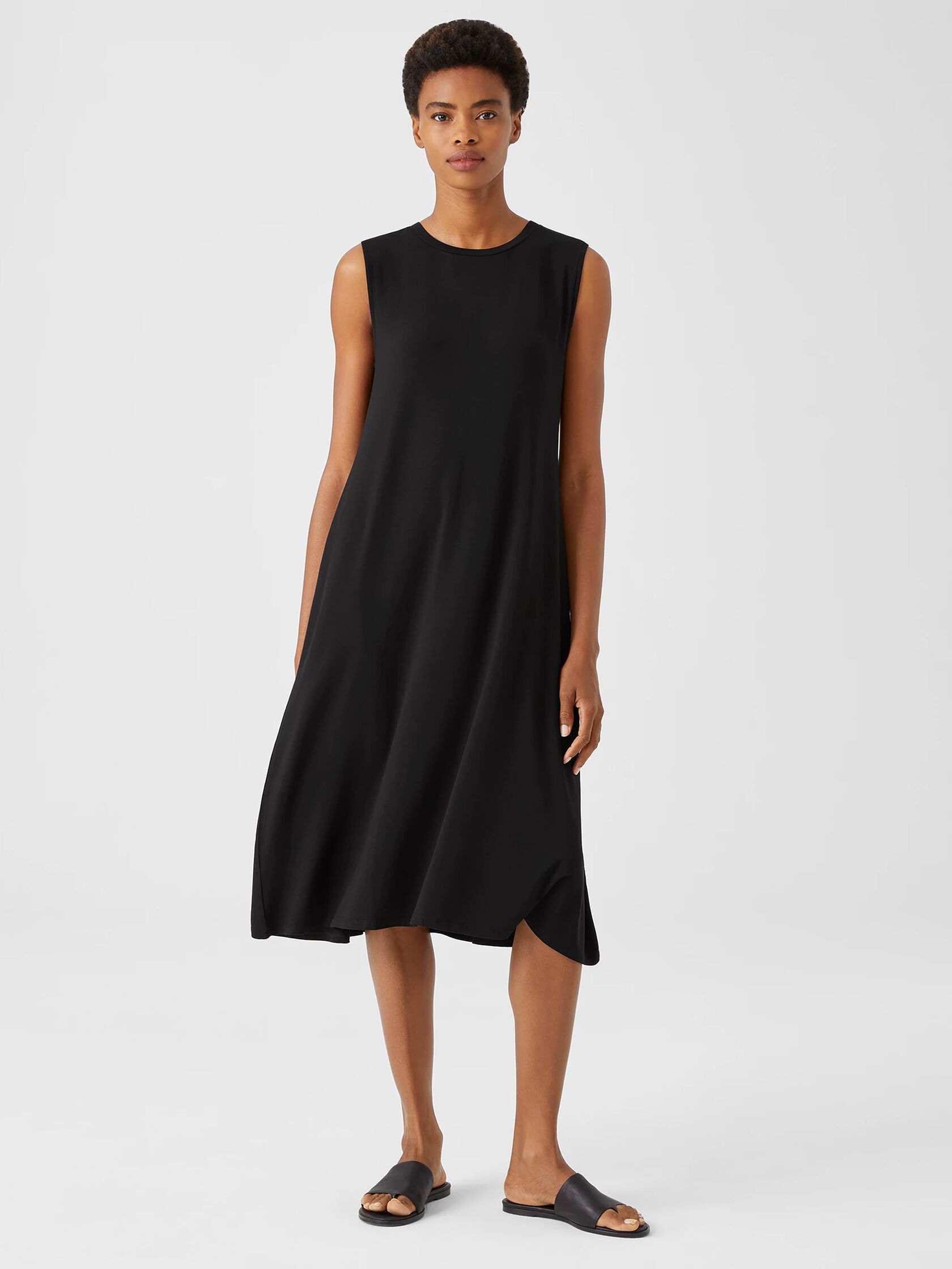 Fine Jersey Crew Neck Dress EILEEN FISHER