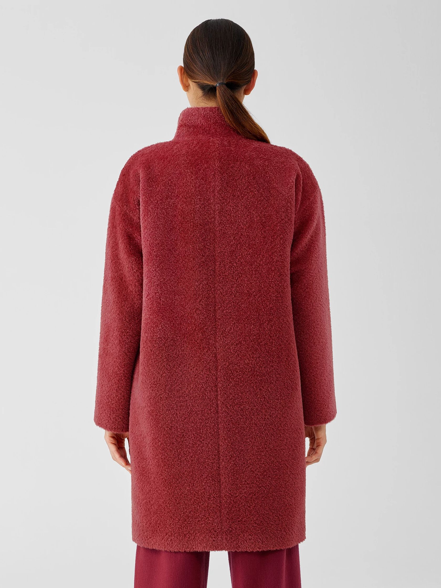 Sheared Suri Alpaca Stand Collar Coat