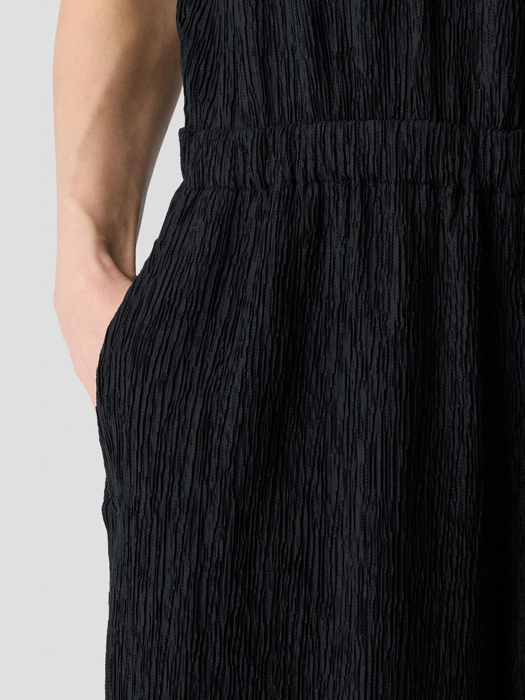 Woven Plissé Jumpsuit