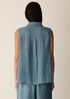 Puckered Organic Linen Grid Sleeveless Shirt
