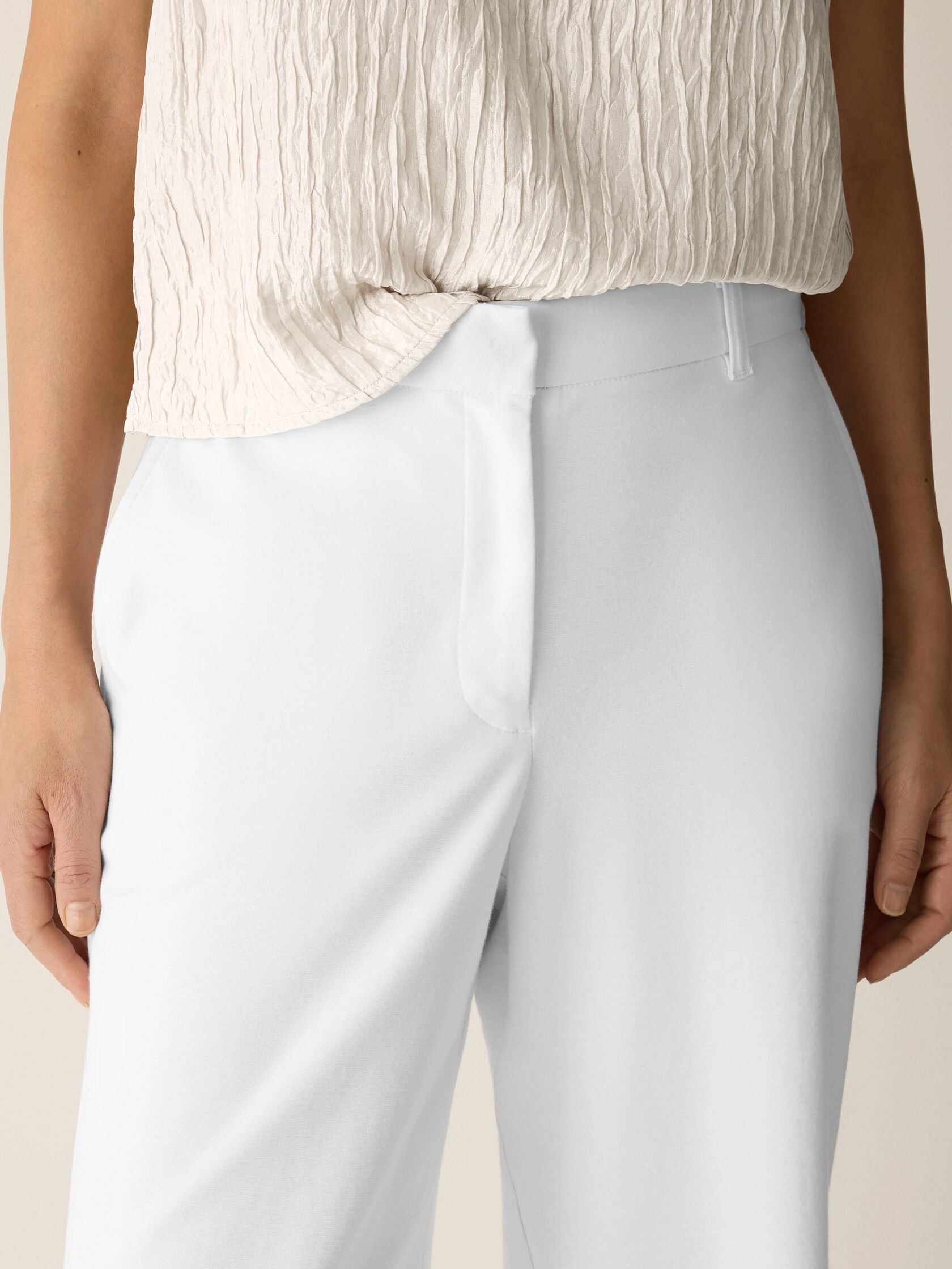 Cotton Blend Ponte Wide-Leg Trouser