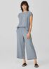 Striped Organic Linen Crinkle Wide-Leg Pant