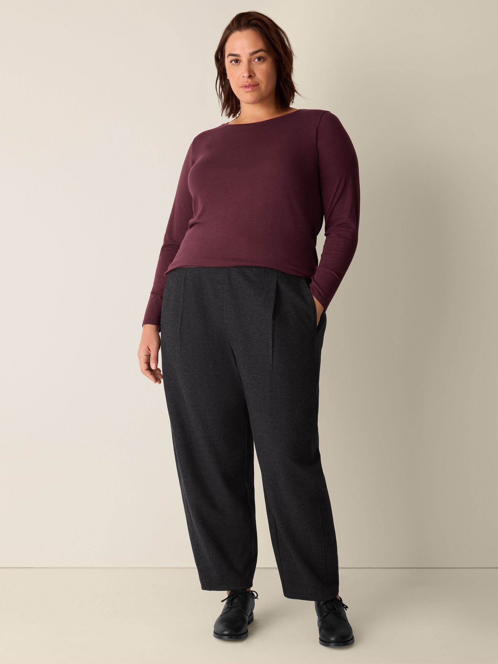 Sheer Cotton Blend Knit Round Neck Tee