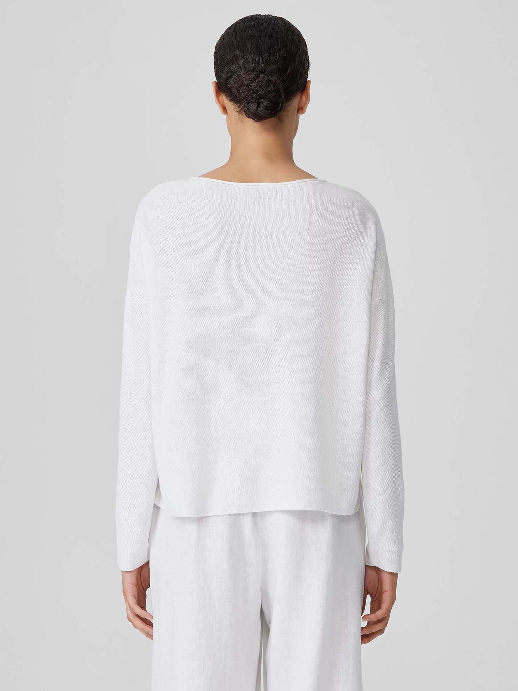 Organic Linen Cotton Jewel Neck Box-Top