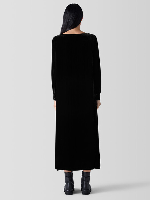 Eileen Fisher Bateau Neck Long Sleeve Velvet Maxi Dress in Black at Nordstrom, Size X-Small Eileen Fisher Bateau Neck Long Sleeve Velvet Maxi Dress in Black at Nordstrom, Size X-Small