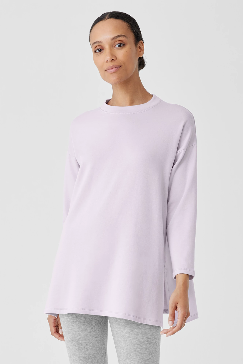 Cozy Brushed Terry Crew Neck Long Top