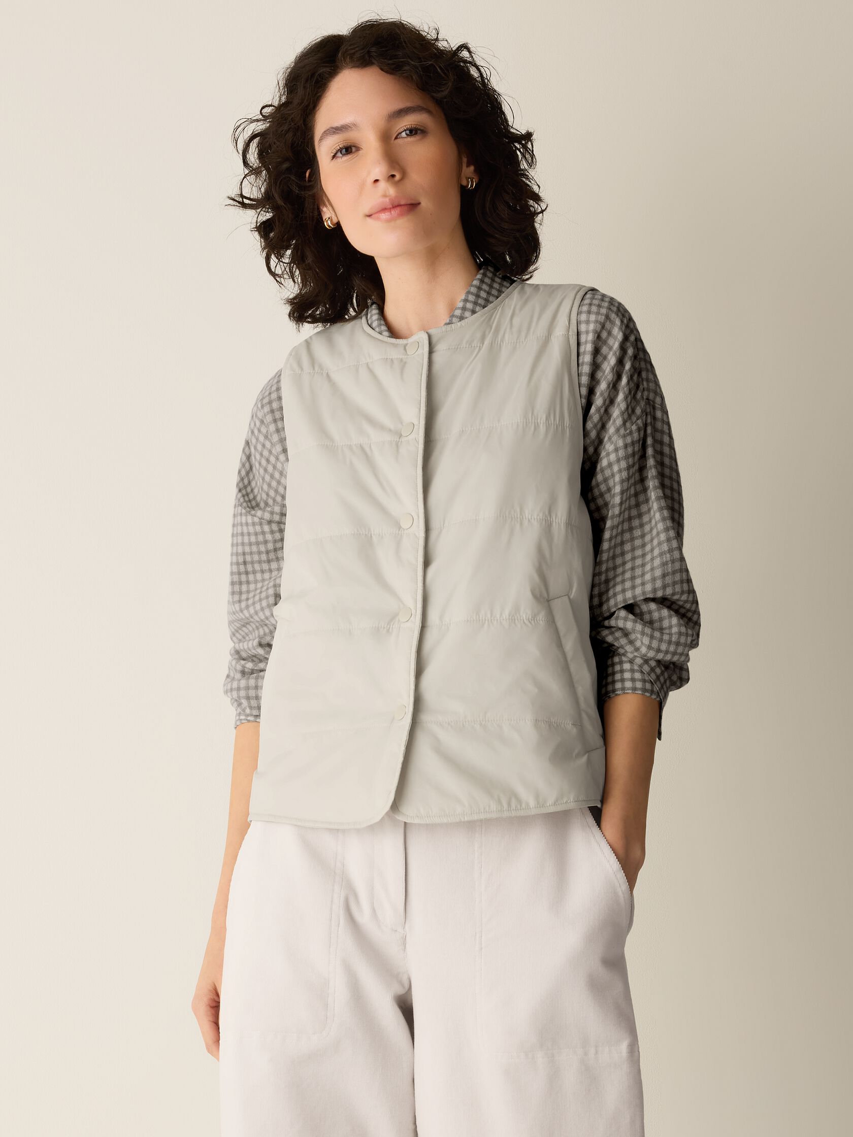 Eggshell Recycled Nylon Quilted Vest