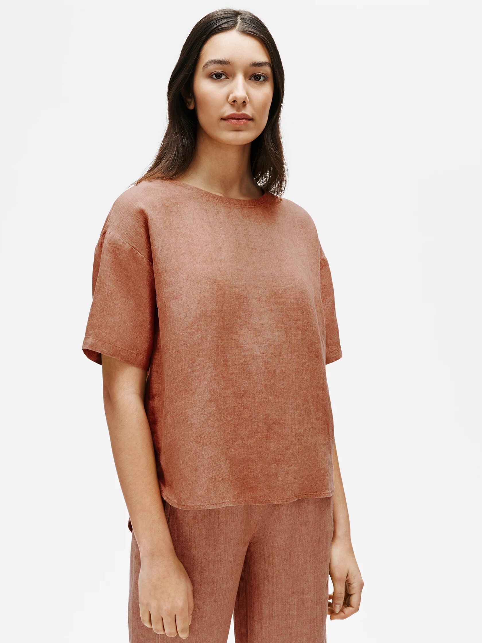 Washed Organic Linen Delave Box-Top