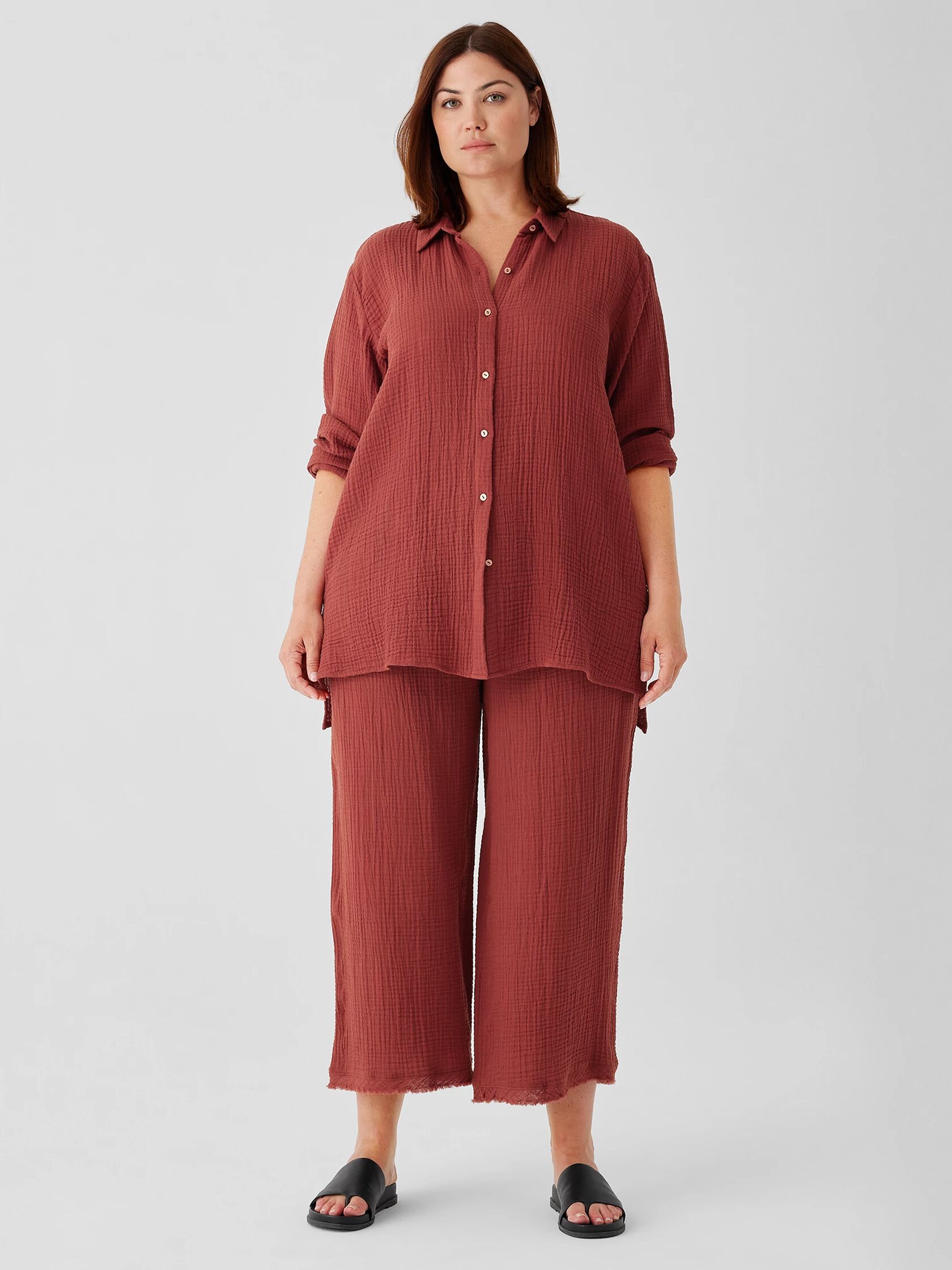 Organic Cotton Gauze Wide-Leg Pant