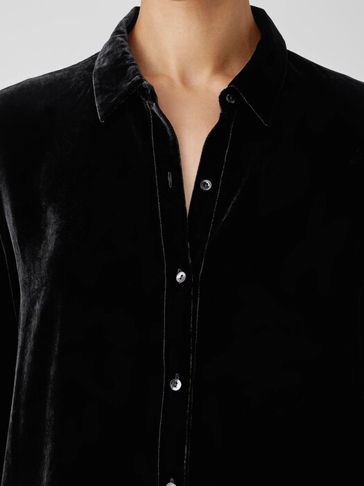 Velvet Classic Collar Long Shirt