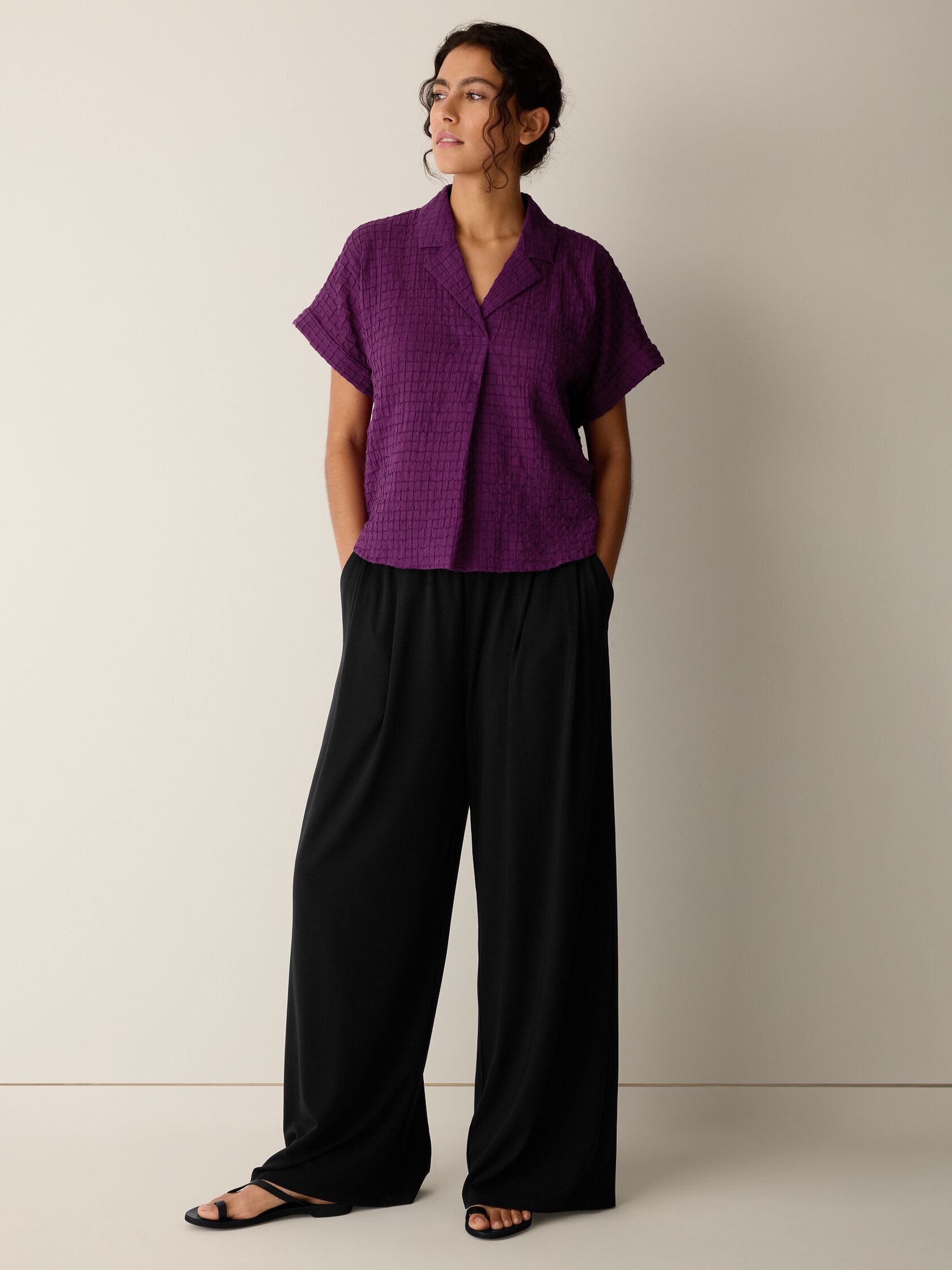 Organic Cotton Voile Box Notch Collar Shirt