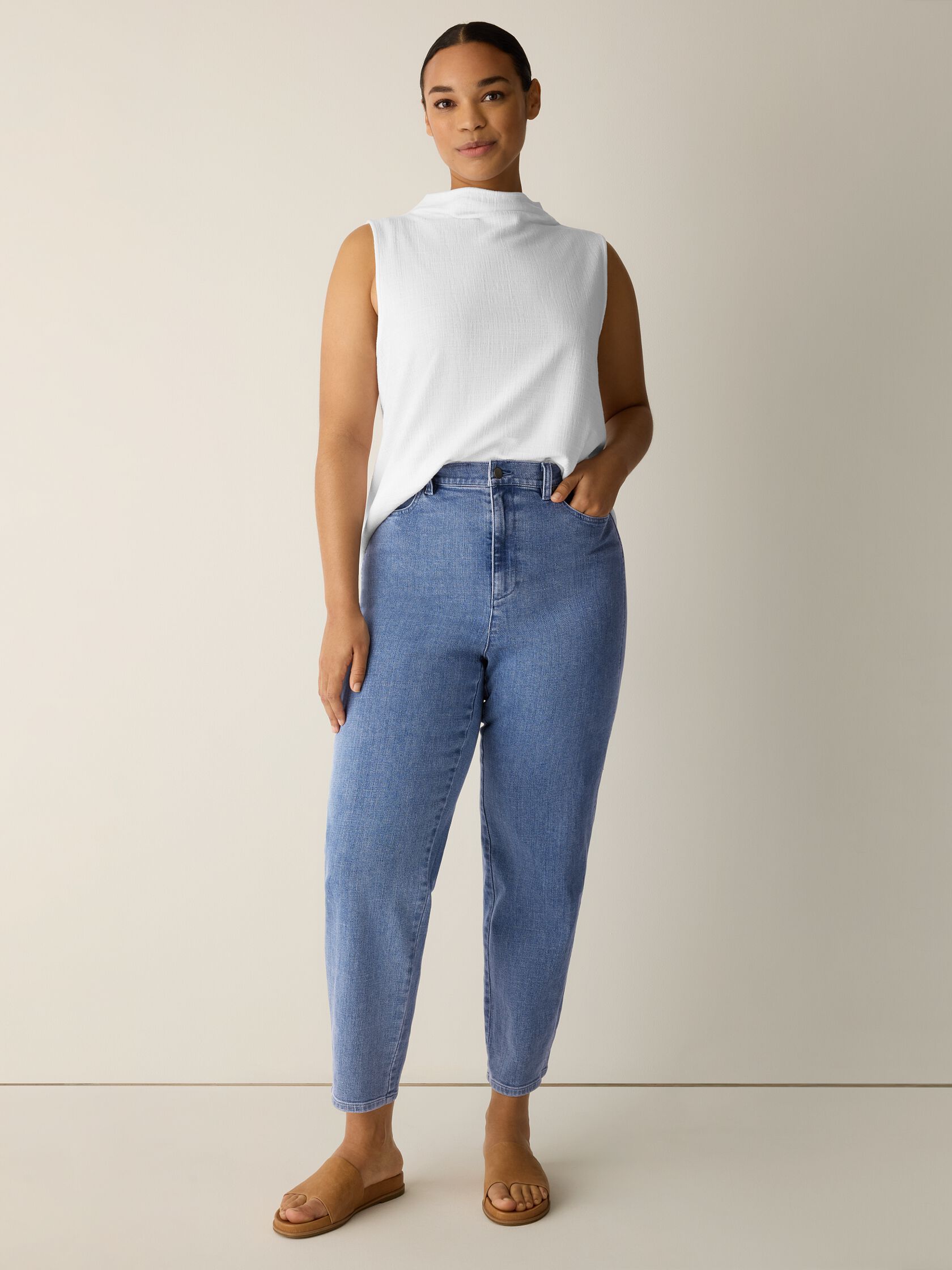 Cotton Stretch Denim Lantern Jean