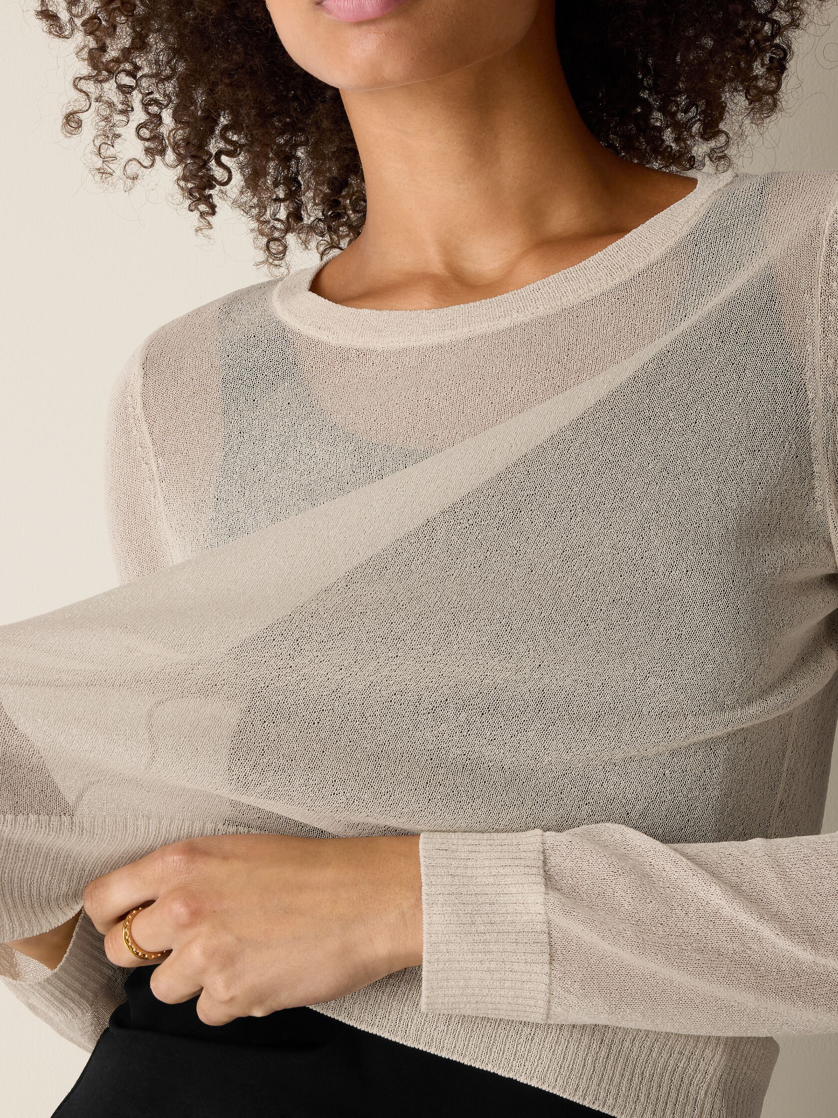 Gossamer Viscose Wedge Crew Neck Top