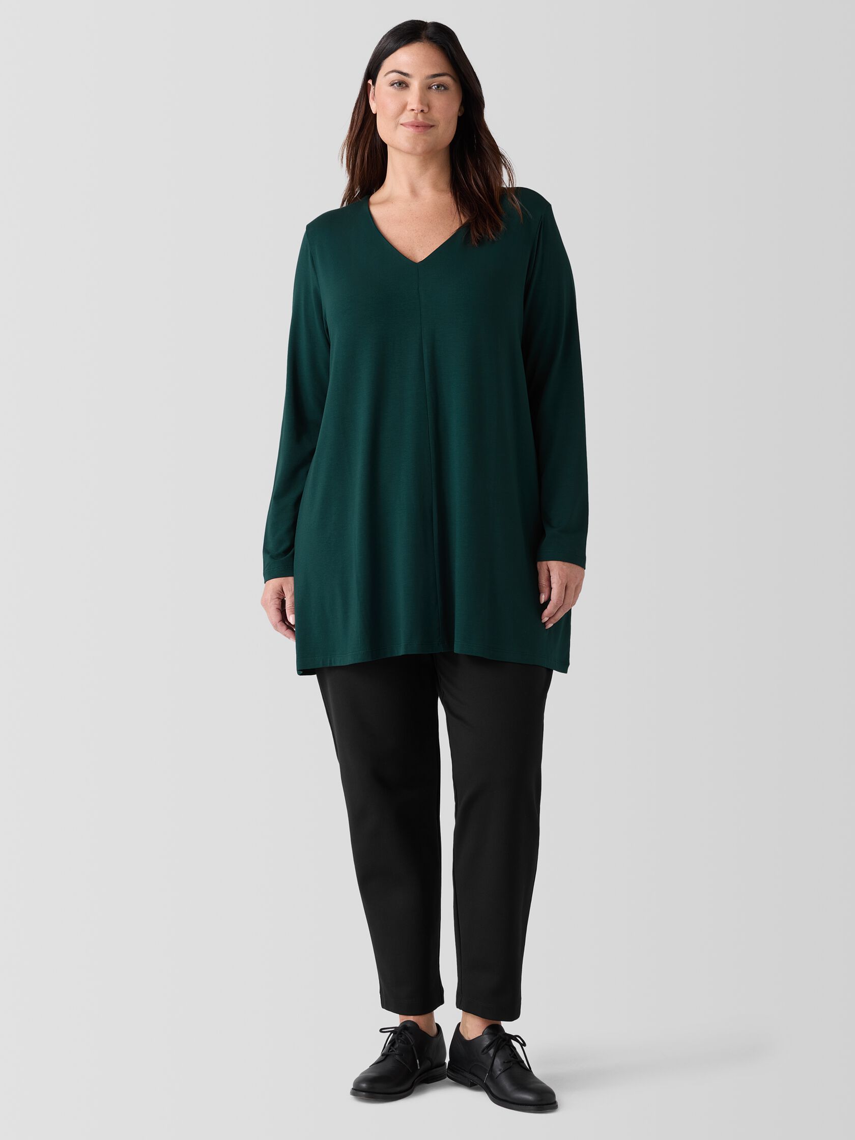 Fine Jersey V-Neck Long Top