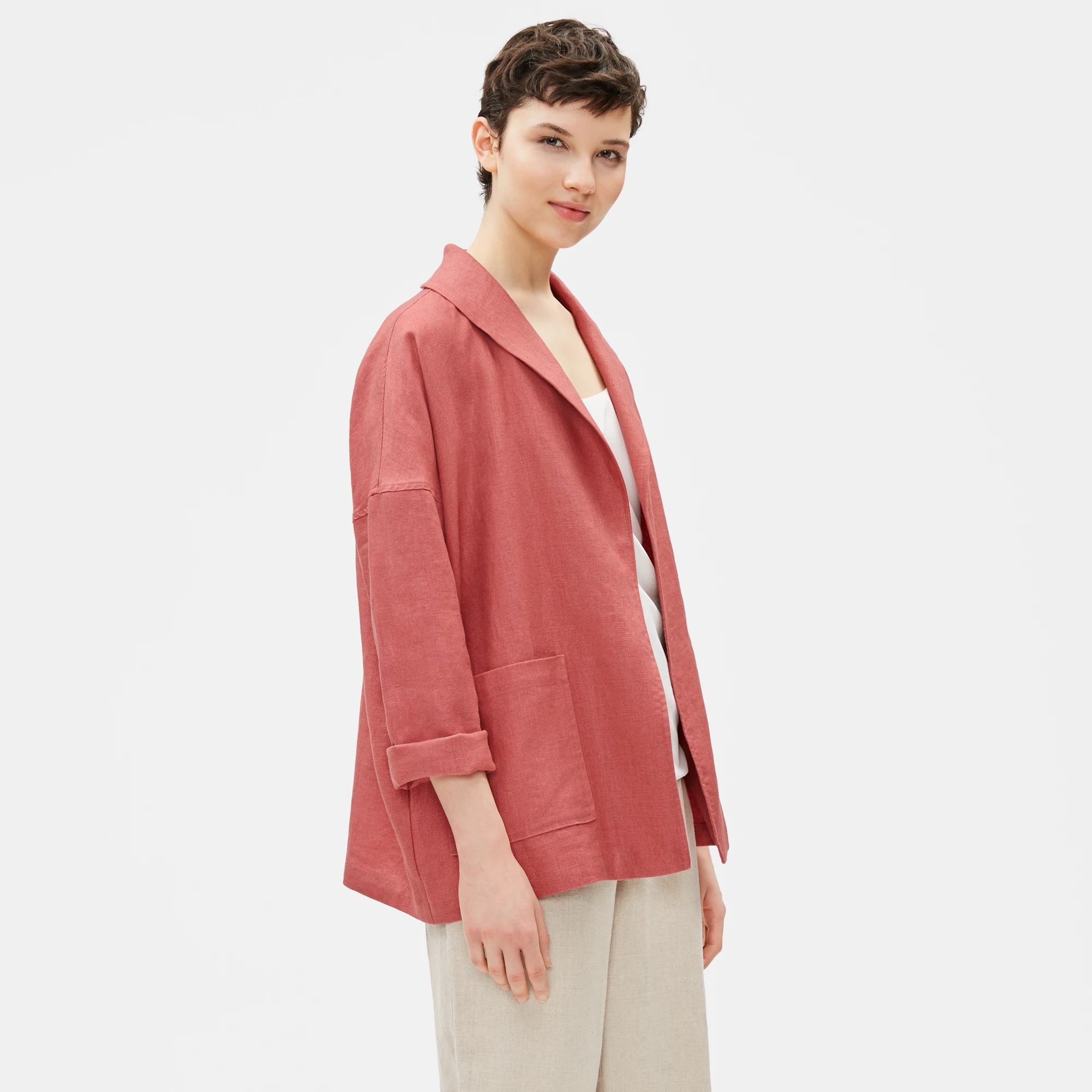 Organic Linen Shawl Collar Jacket 