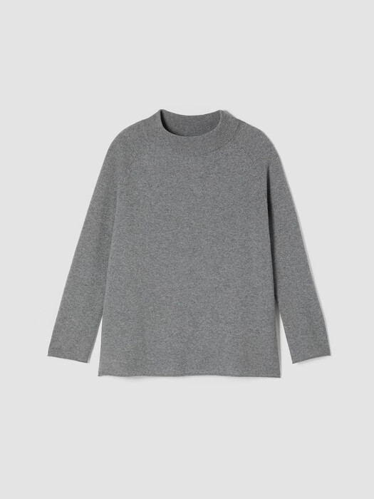 Recycled Cashmere Wool Mock Neck Box-Top