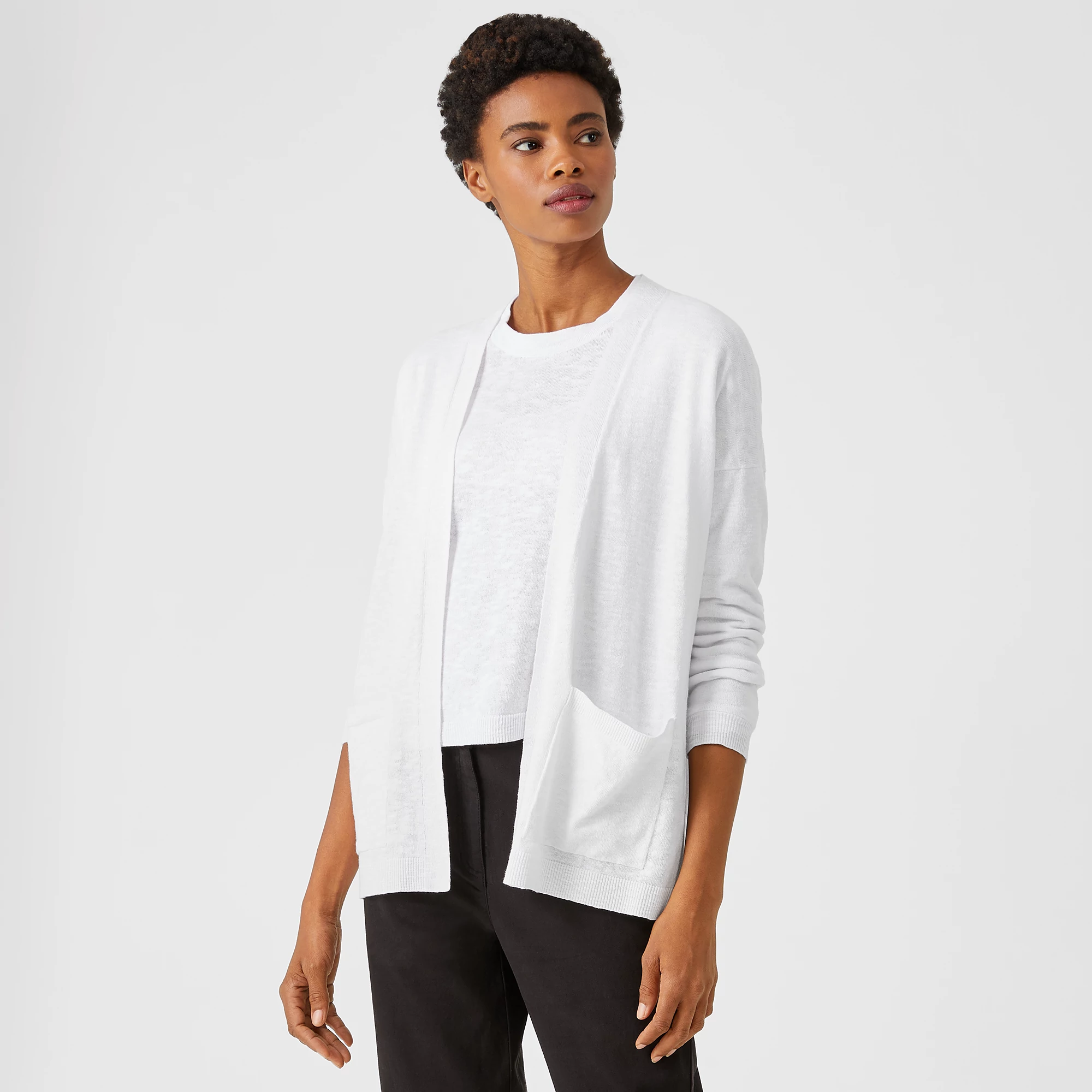 Organic Cotton Linen Slub High Collar 