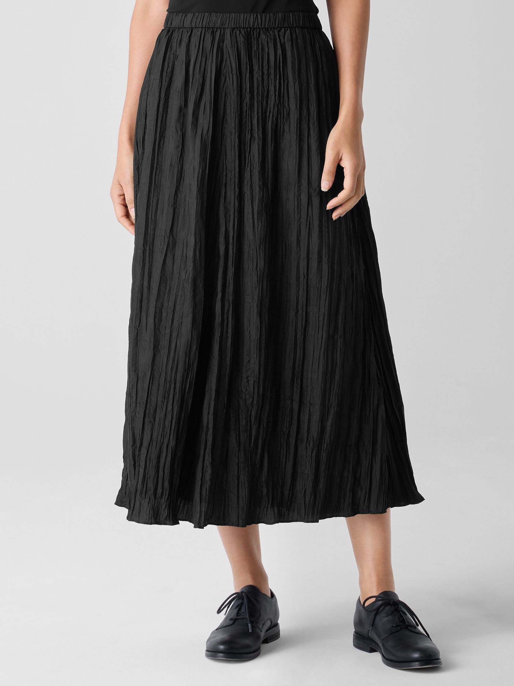 Crushed Silk Flared Skirt