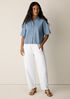 Lightweight Organic Cotton Denim Elbow-Sleeve Shirt