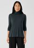 Ribbed Pima Cotton Blend Turtleneck Top