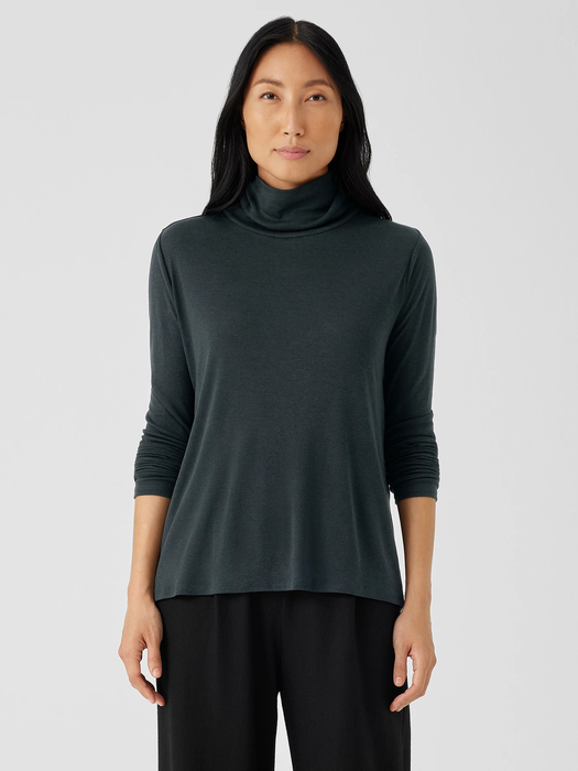 Ribbed Pima Cotton Blend Turtleneck Top | EILEEN FISHER