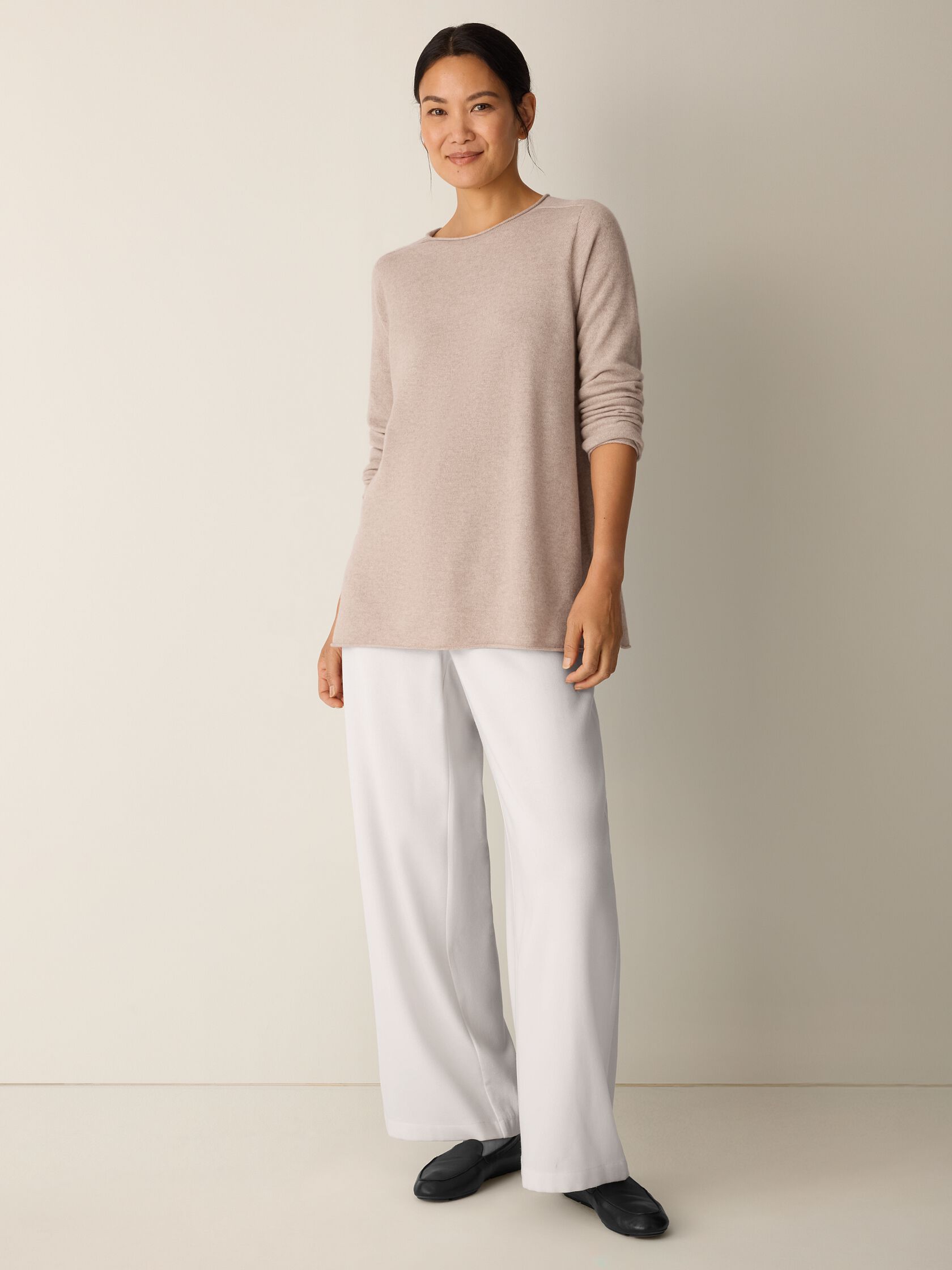 Italian Cashmere Crew Neck Long Top