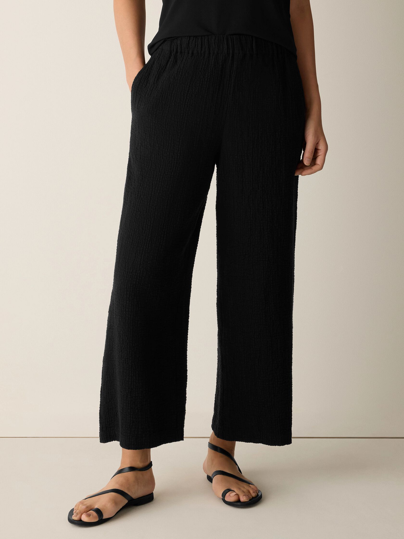 Organic Cotton Doubleweave Wide-Leg Pant