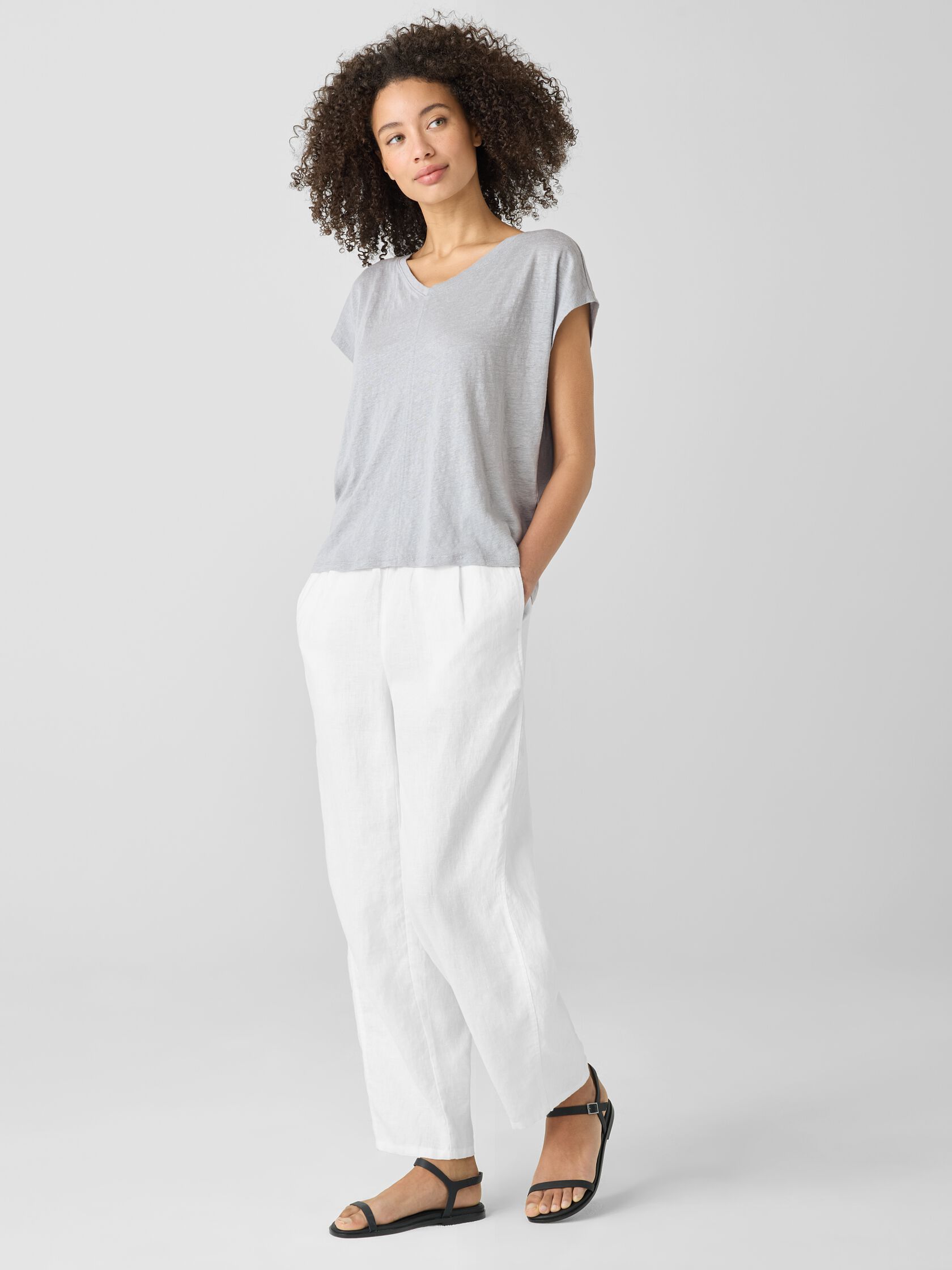 Organic Linen Jersey V-Neck Tee