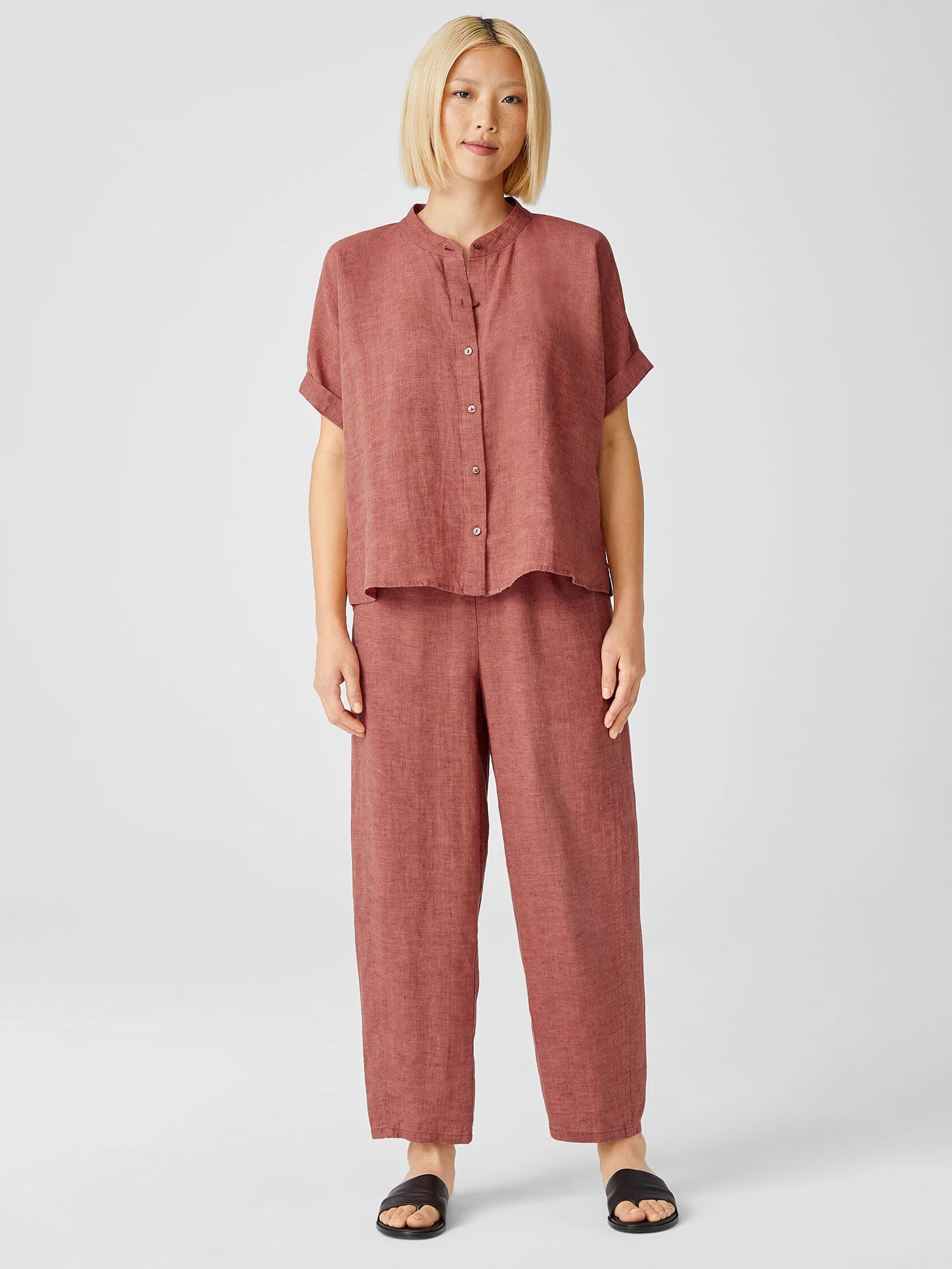 Washed Organic Linen Delave Lantern Pant