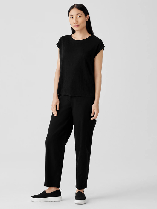 Organic Linen Jersey Shirred-Back Top | EILEEN FISHER