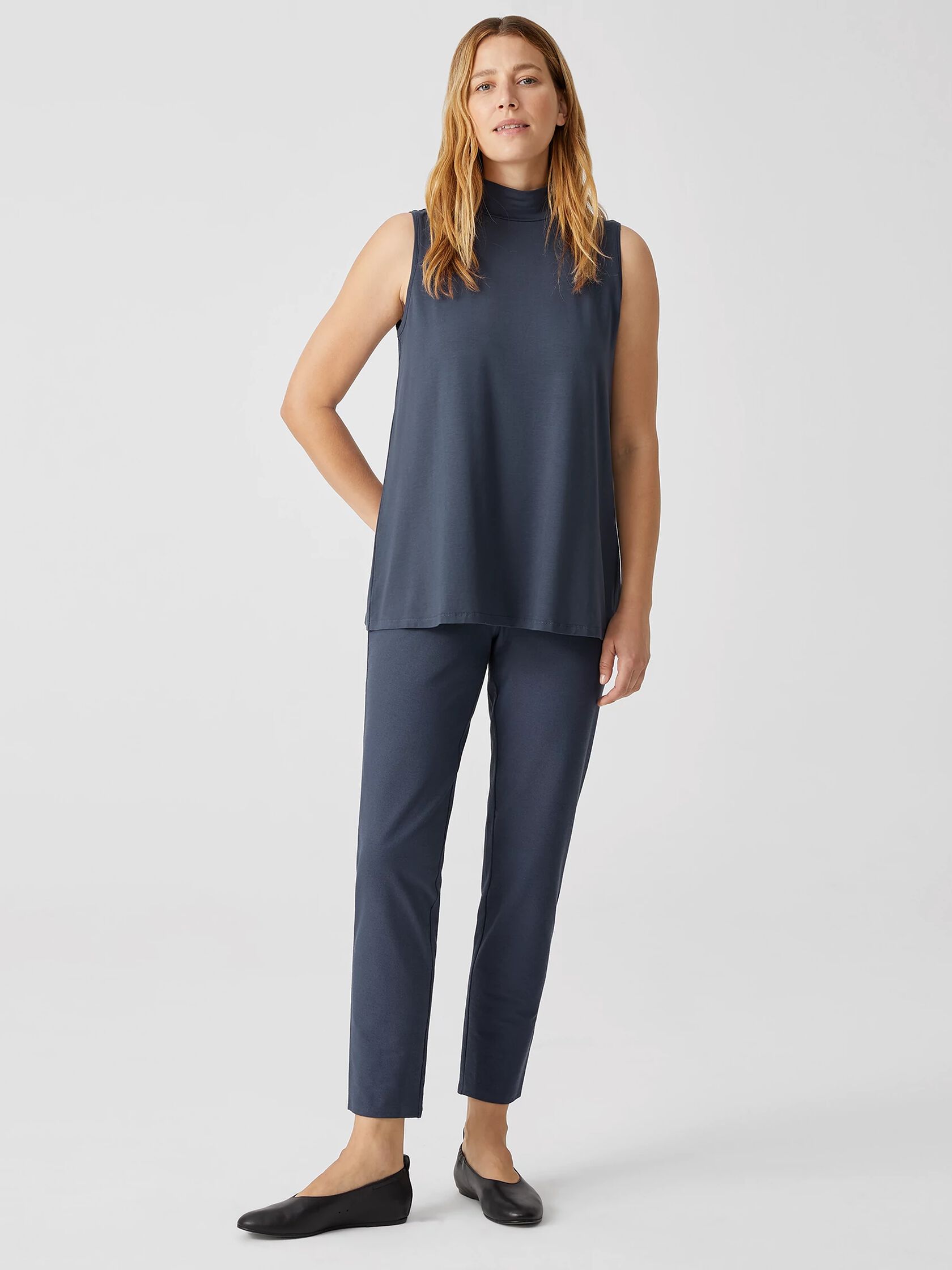 Washable Stretch Crepe High-Waisted Pant