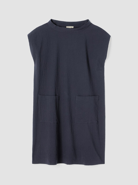 Organic Cotton Pucker Mock Neck Dress