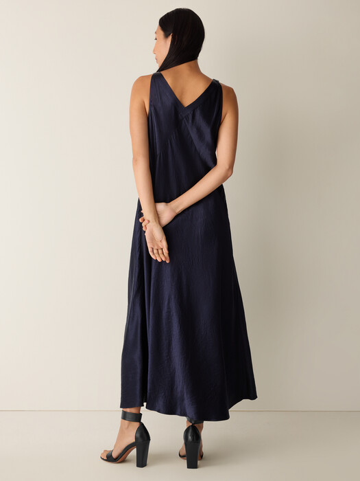 Textured Satin V-Neck Dress